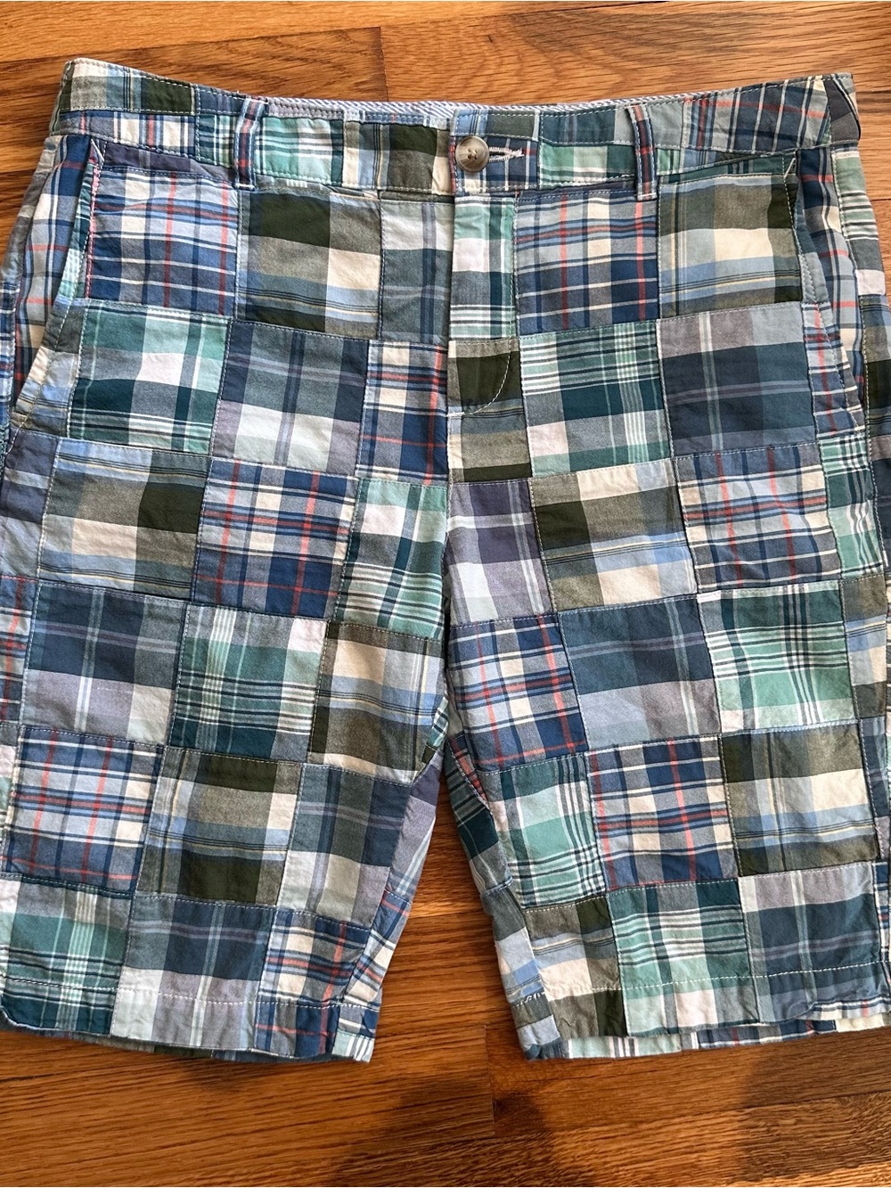 L.L.Bean Favorite Fit Women's Size 8 Patchwork Madras Plaid Cotton Shorts Preppy